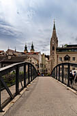Blick auf die Altstadt von der Adlerbrücke, Brixen, Südtirol, Bezirk Bozen, Italien