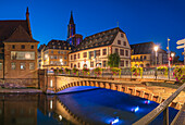 Quai Saint-Nicolas of Strasbourg at night. France