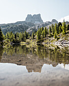 Reflection in the mountain lake, South Tyrol, Italy