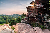 The sun sets at the Geiersteinen, Wernersberg, Palatinate Forest, Rhineland-Palatinate, Germany