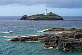 Großbritannien, England, Cornwall, Nordküste bei St Ives Bay, Insel Godrevy Island und Lighthouse