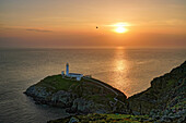 Great Britain, North West Wales, Island of Anglesey, South Stack Lighthouse is a lighthouse on the small rocky island of South Stack, at sunset