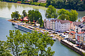 Three rivers corner near the Inn and Danube in Passau, Bavaria, Germany