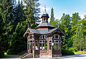 Pump room in the spa town of Karlova Studánka in the Jeseníky Mountains in Moravia-Silesia in the Czech Republic