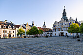 Masarykovo Náměstí market square with Renaissance town hall in Stříbro in West Bohemia in the Czech Republic