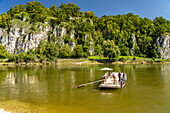 The Weltenburg-Stausacker cable ferry across the Danube near Weltenburg, Bavaria, Germany