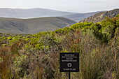 Distance sign for Grootbos Environmental Centre, Witvoetskloof in the countryside, Grootbos Private Nature Reserve, Western Cape, South Africa