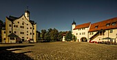 Klaffenbach moated castle with gate building and gastronomy, Chemnitz, Saxony, Germany