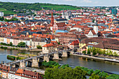 Old town and old Main bridge in Würzburg, Lower Franconia, Franconia, Bavaria, Germany