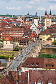 Old town and old Main bridge in Würzburg, Lower Franconia, Franconia, Bavaria, Germany
