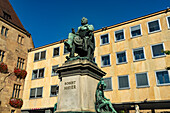Robert Mayer monument on the market square in Heilbronn, Baden-Württemberg, Germany