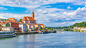 Danube and Schanzl Bridge in Passau, Bavaria, Germany