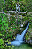 Zwei Wasserfälle am Wasserfallweg, Loferer Alm, Route der Klammen, Chiemgauer Alpen, Salzburg, Österreich