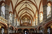 View of the organ of the neo-Gothic St. Peter's Church on Theaterplatz, Chemnitz, Saxony, Germany, Europe