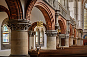 Aisle of the neo-Gothic St. Peter's Church on Theaterplatz, Chemnitz, Saxony, Germany, Europe