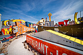 Abandoned and discarded signs in the Neon Museum aka Neon boneyard in Las Vegas, Nevada.