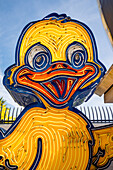 Abandoned and discarded neon duck sign in the Neon Museum aka Neon boneyard in Las Vegas, Nevada.