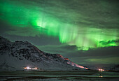 Northern lights along the Ring Road, Iceland