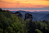 Twilight in the Palatinate Forest, Palatinate Forest, Rhineland-Palatinate, Germany
