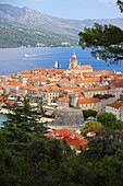 Blick auf die Altstadt von Korcula, Insel Korcula, Dalmatien, Kroatien