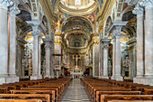 Interior of the Basilica of San Giovanni Battista in Finale Ligure, Riviera di Ponente, Liguria, Italy, Europe