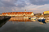 Historic harbor basin and marina Bassin du Paradis in Calais, France