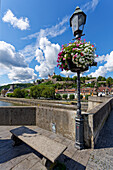 View of the Marienberg Fortress in Würzburg from the Old Main Bridge, Lower Franconia, Franconia, Bavaria, Germany