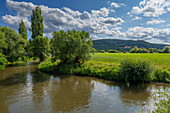 The Franconian Saale near the wine town of Hammelburg, Bad Kissingen district, Lower Franconia, Franconia, Bavaria, Germany