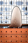 View of the viewing terrace of the Elbphilharmonie, Hamburg, harbor, Speicherstadt, Germany