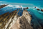 Flysch Felsformation im Geopark, Zumaia, bei San Sebastian, Guipuzcoa Provinz, Baskenland, Nordspanien, Spanien