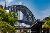 Sydney Harbor Bridge from alongside Sydney Harbor