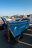 Detailed view of the fishing boats at the Bari fish market, Bari, Apulia, Italy, Europe