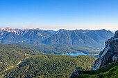 Blick von der Zugspitze zum Eibsee, Garmisch-Partenkirchen, Wettersteingebirge, Oberbayern, Bayern, Deutschland
