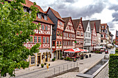  Half-timbered houses in the old town of Ochsenfurt, Lower Franconia, Bavaria, Germany 