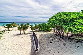 Einsamer Strand auf den Conflict-Inseln (auch Conflict Atoll), ein Atoll in der Salomonensee, Provinz Milne Bay, Papua-Neuguinea, Melanesien, Südsee