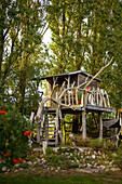  Surf hostel with tiki bar, pizzeria, tree house and tiny house, Ummanz, Rügen, Baltic Sea coast, Mecklenburg Western Pomerania, Germany 