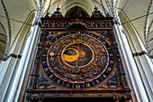  Astronomical clock St. Mary&#39;s Church, Rostock, Baltic coast, Mecklenburg-Western Pomerania, Germany 
