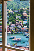  View from the Immaculate Conception church, harbor, old town, St. George`s, Grenada, Lesser Antilles 