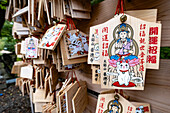 Wuschtafeln im Maneki-neko am Tama-Schrein im „Katzentempel“ Gōtoku-ji Tempel, Gotokuji, Tokio, Japan, Asien