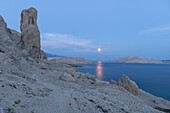 Vollmondnacht auf der Insel Pag, Life on Mars Trail, Metajna, Kroatien, Europa