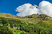 Jakobshorn über Davos mit Seilbahnstationen, Davos, Plessur-Alpen, Graubünden, Schweiz