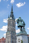  Red Tower and George Frideric Handel Monument, Halle(Saale), Saxony-Anhalt, Germany 