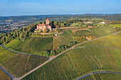 Luftaufnahme der Burg Lichtenberg bei Oberstenfeld, Neckar, Neckartal, Württembergische Weinstrasse, Baden-Württemberg, Deutschland