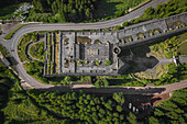  Top view of the ruins of the Monte Palace Hotel on Sao Miguel, Azores. 