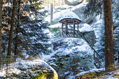 Winter im Großen Labyrinth, Luisenburg, Wunsiedel, Fichtelgebirge, Oberfranken, Franken, Bayern, Deutschland, Europa