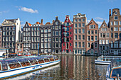  Canal houses at Damrak, Amsterdam, Netherlands 