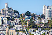 Blick auf die Lombard Street, San Francisco, Kalifornien, USA