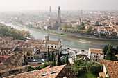 View to Verona, Italy, overlooking the river Adige