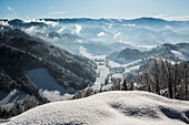 verschneite Landschaft, Dreisamtal, St Peter, Schwarzwald, Baden-Württemberg, Deutschland