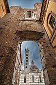 Blick durch Fassadenruine auf den Dom, Siena, Region Toskana, Italien, Europa